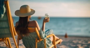 207096496-a-woman-sitting-in-a-chair-on-a-beach-holding-a-glass